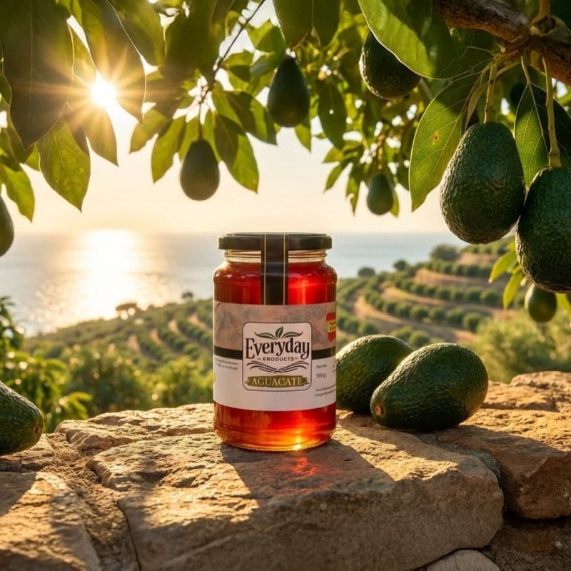 Bote miel en campo lavanda